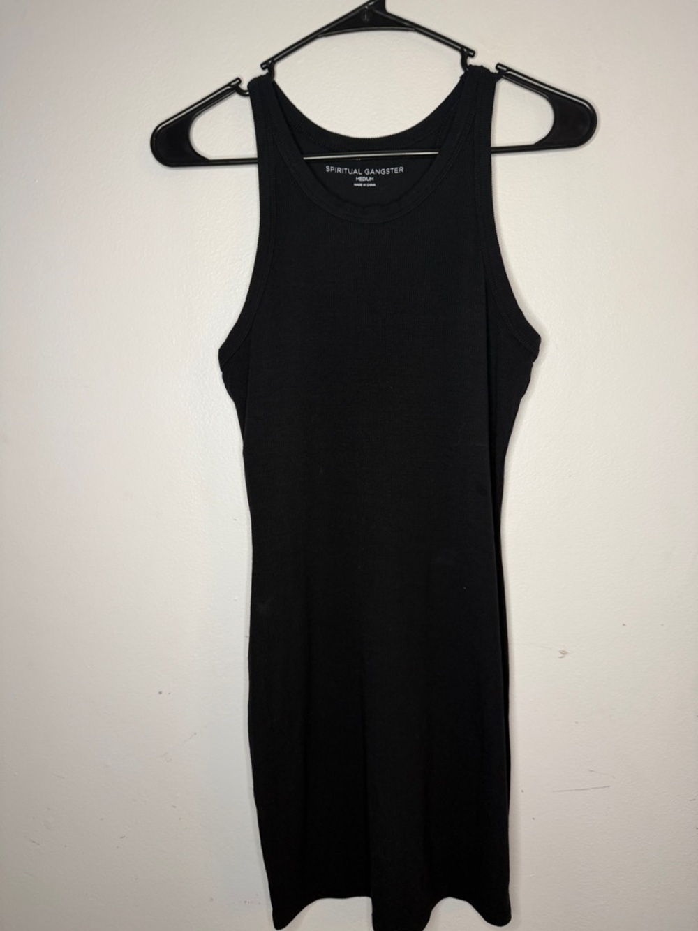 Spiritual Gangster black Ribbed Tank Dress medium